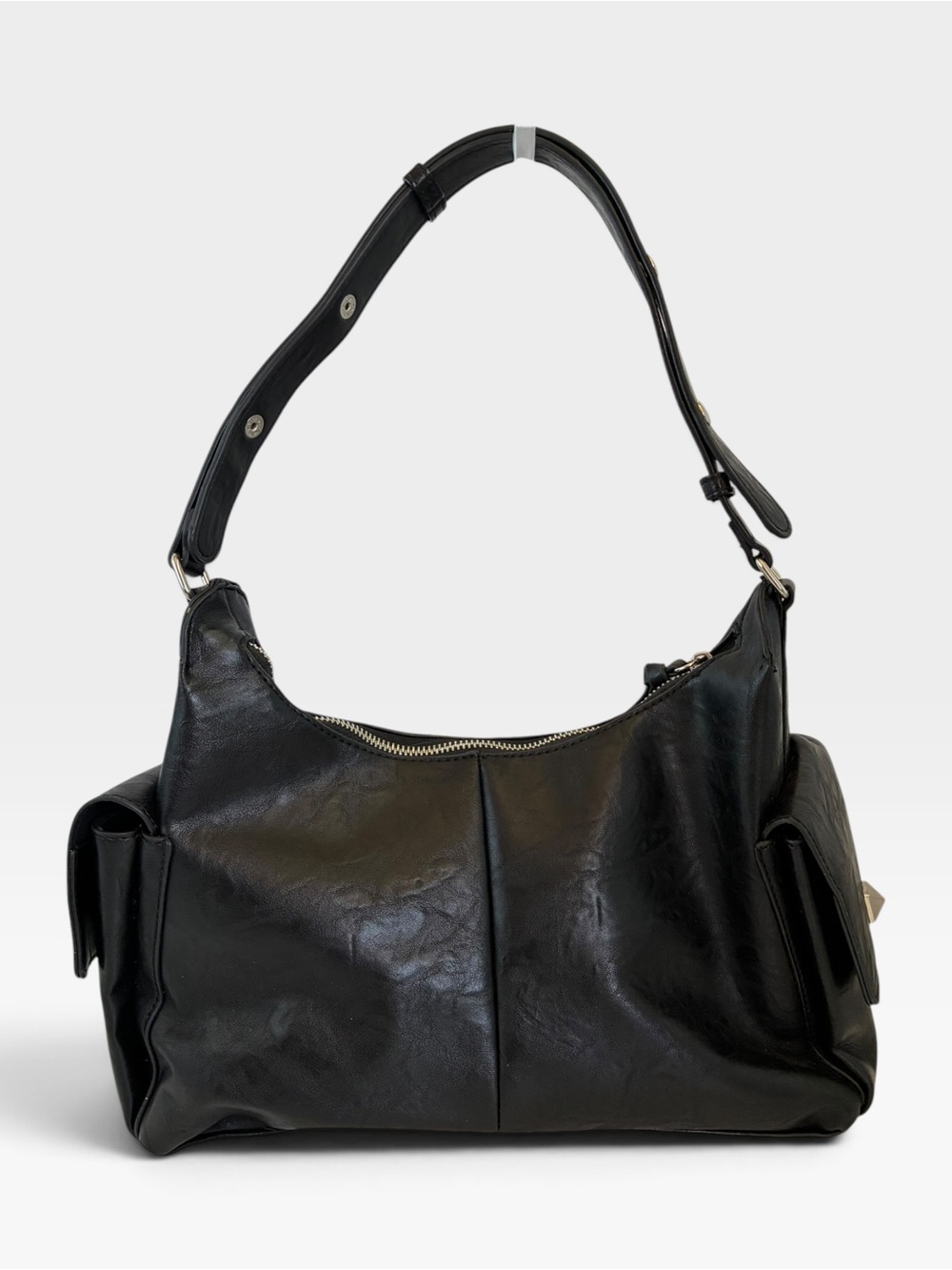 CK&HR Black Shoulder Bag Hobo Purse Y2K Slouchy Multi Pocket - Picture 2 of 6